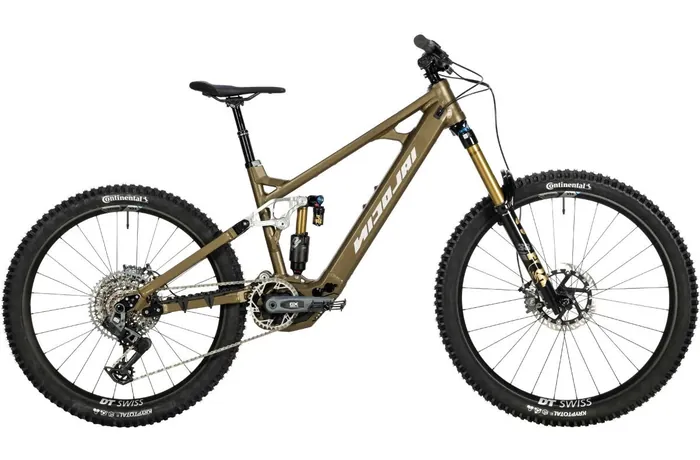 Nicolai E-Mountainbike mit Aluminium-Rahmen in Bronze, Seitenansicht
