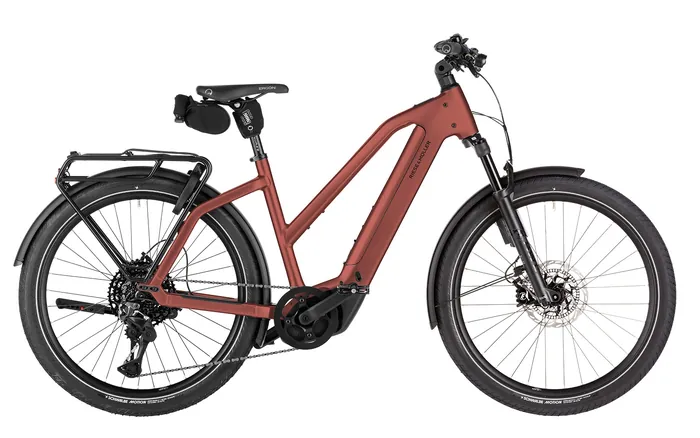 Riese & Müller Charger5 Mixte in Rot, Seitenansicht: tiefer Mixte-Rahmen