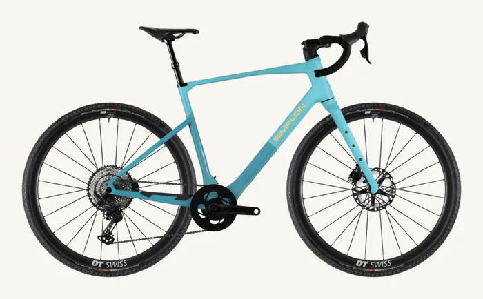 Simplon Grid :eLight in Hellblau, leichtes E-Gravel-Bike, Seitenansicht