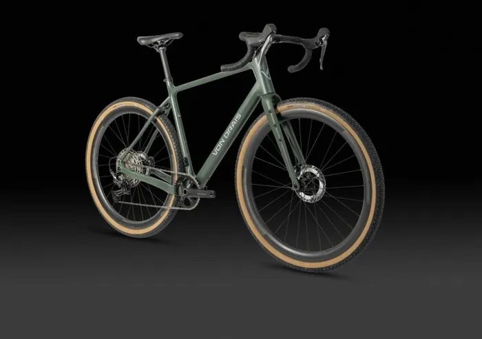 Von Drais Vermont, Carbon-Gravel-Bike in Grün, Schrägansicht